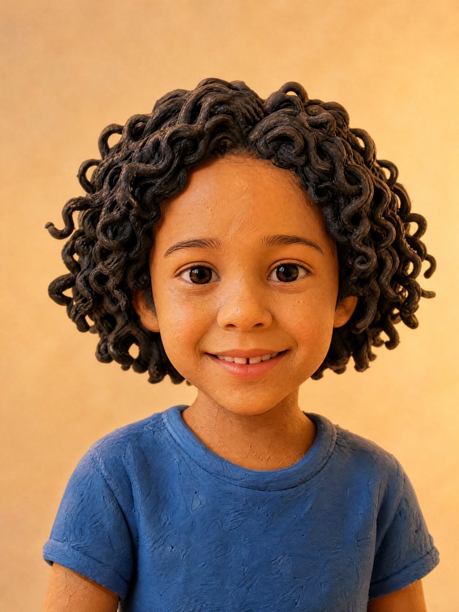 Sample child drawn in a claymation style
