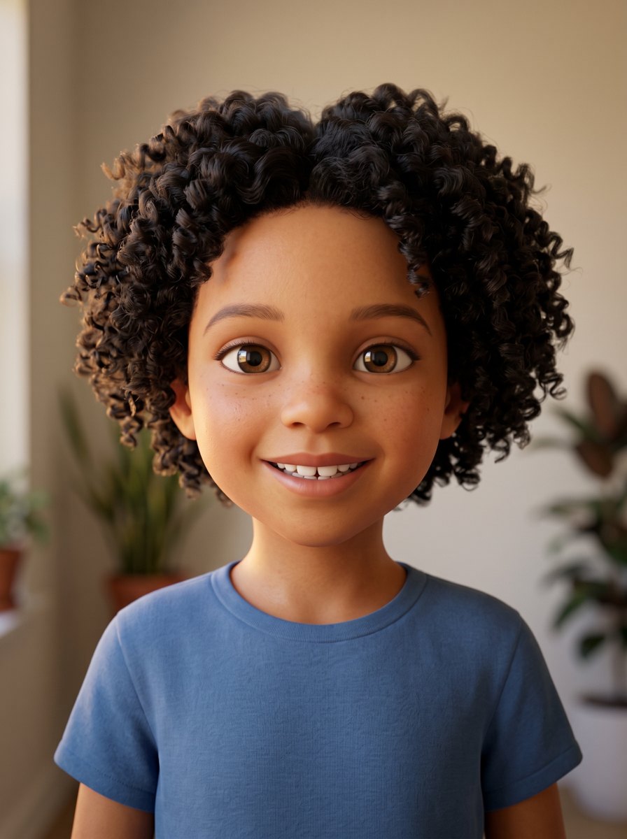 Sample child drawn in a soft, semi-realistic 3D style